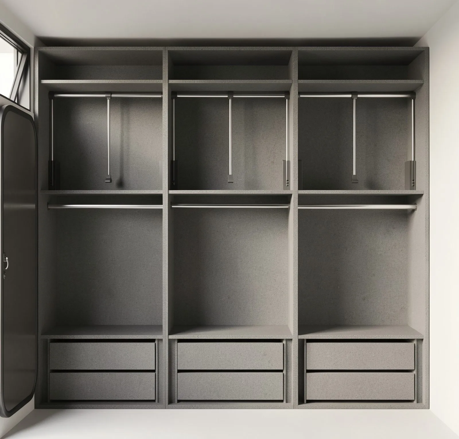 Closet planejado com módulos organizadores sob medida